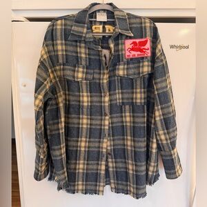 Sabbi Be Kind Plaid Button Down Shirt - Blue and Yellow